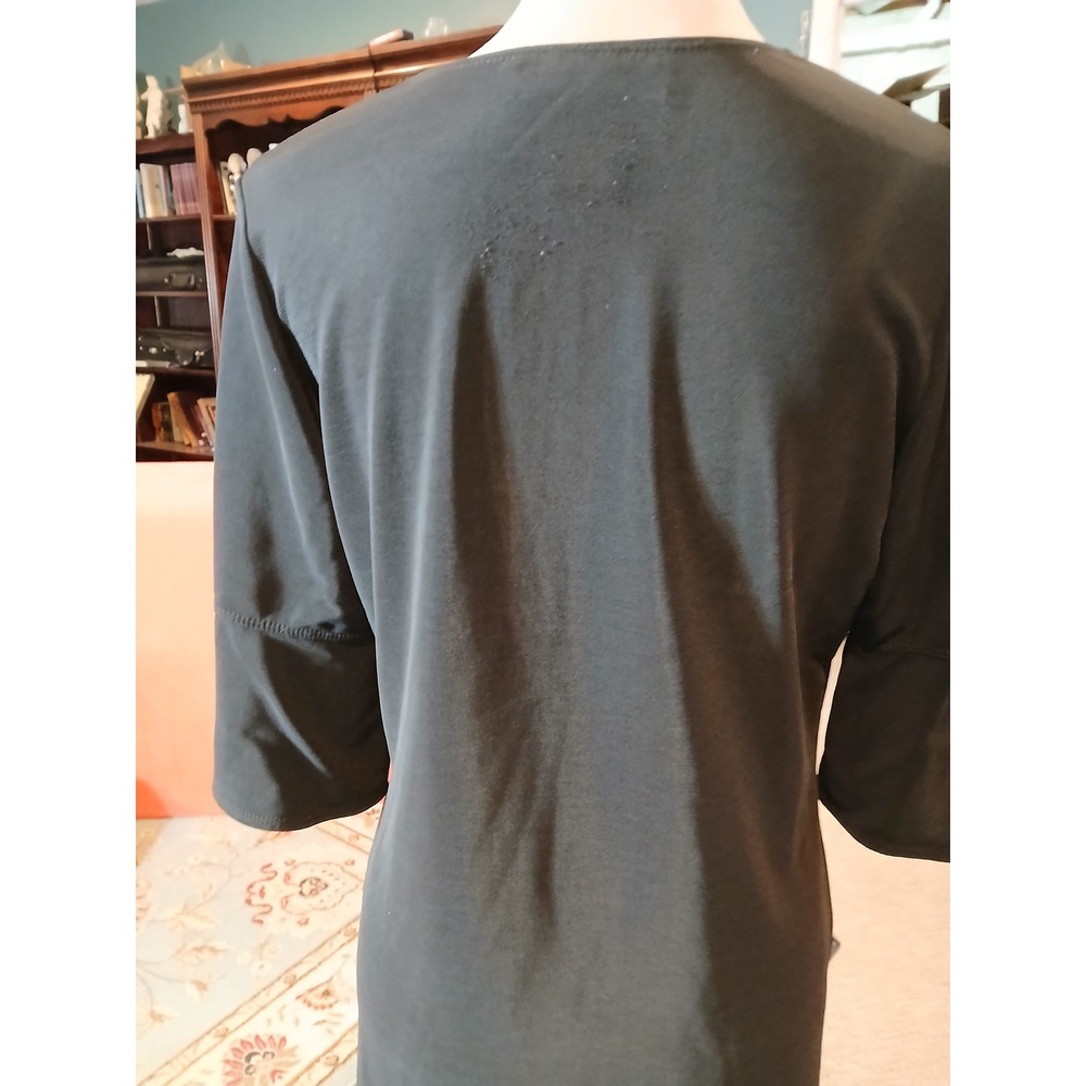 Susan Graver Style Liquod knit Black Embellished Scoop Neck 3/4 Sleeve Top XS - Picture 7 of 12